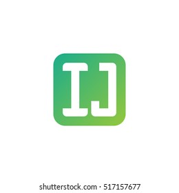 Initial letters IJ rounded square shape green simple logo