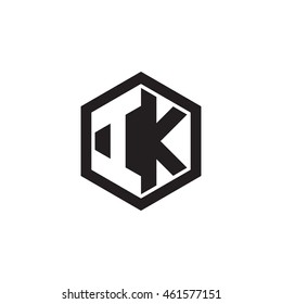Initial letters IK negative space hexagon shape monogram logo
