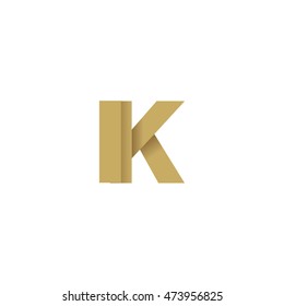 Initial letters IK overlapping fold logo brown gold