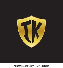 Initial letters IK shield shape gold logo