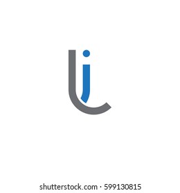Initial letters il, li, round linked overlapping lowercase logo modern design blue gray
