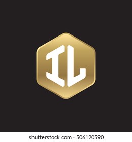 Initial letters IL rounded hexagon shape gold modern logo