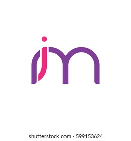 Initial letters im, mi, round linked overlapping lowercase logo modern design pink purple