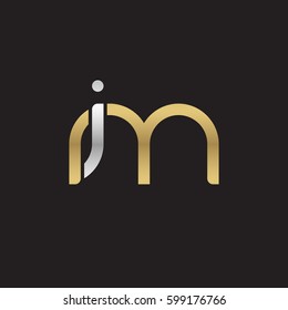 Initial letters im, mi, round linked overlapping lowercase logo modern design silver gold
