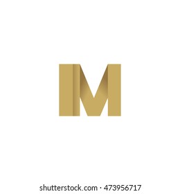 Initial letters IM overlapping fold logo brown gold