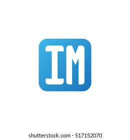 Initial letters IM rounded square shape blue simple logo