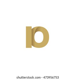 Initial letters IO overlapping fold logo brown gold