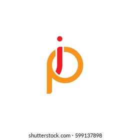 Initial letters ip, pi, round linked overlapping lowercase logo modern design red orange