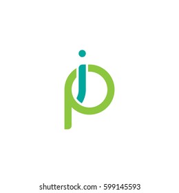 Initial letters ip, pi, round linked overlapping lowercase logo modern design modern green