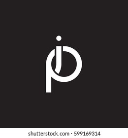 Initial letters ip, pi, round linked overlapping lowercase logo modern design white black background