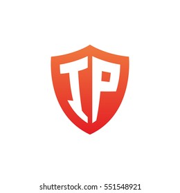 Initial letters IP shield shape red simple logo