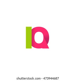 Initial letters IQ overlapping fold logo green magenta