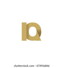 Initial letters IQ overlapping fold logo brown gold