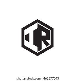 Initial letters IR negative space hexagon shape monogram logo