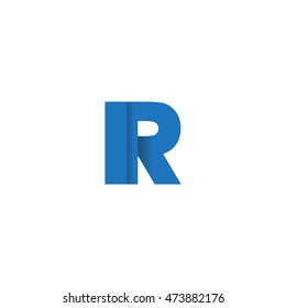 Initial letters IR overlapping fold logo blue