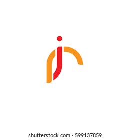 Initial letters ir, ri, round linked overlapping lowercase logo modern design red orange