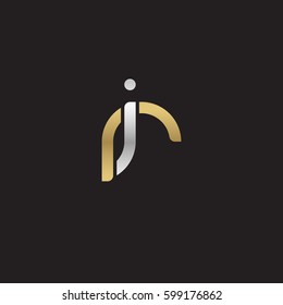 Initial letters ir, ri, round linked overlapping lowercase logo modern design silver gold