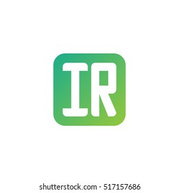 Initial letters IR rounded square shape green simple logo