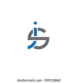 Initial letters is, si, round linked overlapping lowercase logo modern design blue gray