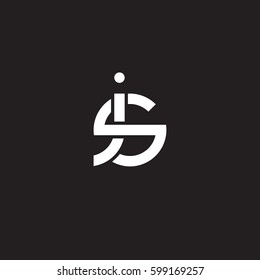 Initial letters is, si, round linked overlapping lowercase logo modern design white black background
