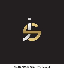 Initial letters is, si, round linked overlapping lowercase logo modern design silver gold