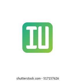 Initial letters IU rounded square shape green simple logo
