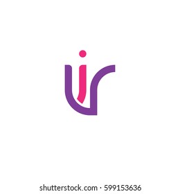 Initial letters iv, vi, round linked overlapping lowercase logo modern design pink purple