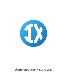 Initial letters IX circle shape blue simple logo