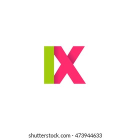 Initial letters IX overlapping fold logo green magenta