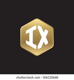 Initial letters IX rounded hexagon shape gold modern logo