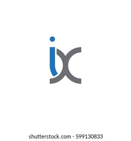 Initial letters ix, xi, round linked overlapping lowercase logo modern design blue gray