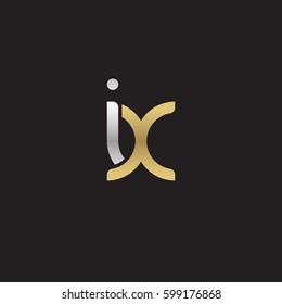 Initial letters ix, xi, round linked overlapping lowercase logo modern design silver gold