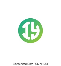 Initial letters IY circle shape green simple logo