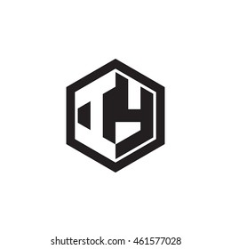 Initial letters IY negative space hexagon shape monogram logo