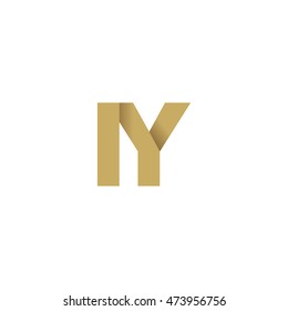Initial letters IY overlapping fold logo brown gold
