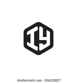 Initial letters IY rounded hexagon shape monogram black simple modern logo