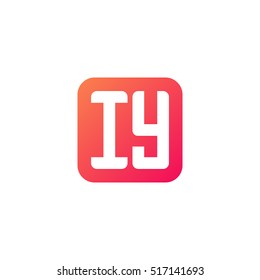 Initial letters IY rounded square shape red orange simple logo