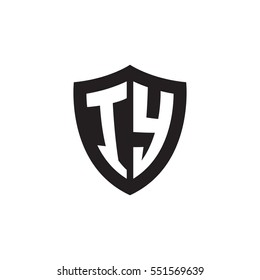 Initial letters IY shield shape black monogram logo