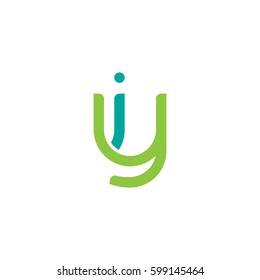 Initial letters iy, yi, round linked overlapping lowercase logo modern design modern green