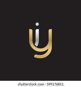 Initial letters iy, yi, round linked overlapping lowercase logo modern design silver gold