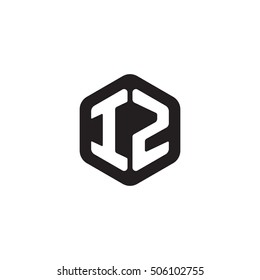 Initial letters IZ rounded hexagon shape monogram black simple modern logo