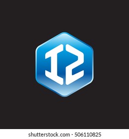 Initial letters IZ rounded hexagon shape blue modern logo