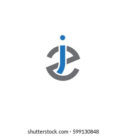 Initial letters iz, zi, round linked overlapping lowercase logo modern design blue gray