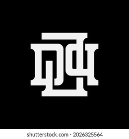 Initial letters J, D, P, JDP, JPD, DPJ, DJP, PJD or PDJ overlapping, interlocked monogram logo, white color on black background