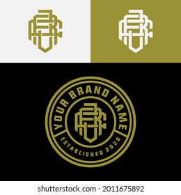 Initial letters J, R, F, JRF, JFR, RFJ, RJF, FJR or FRJ overlapping, interlocked monogram logo, badge logo, black, white and green color 