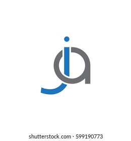 Initial letters ja, aj, round linked overlapping chain shape lowercase logo modern design blue gray