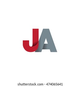 Initial letters JA overlapping fold logo red gray