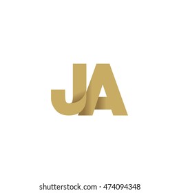 Initial letters JA overlapping fold logo brown gold