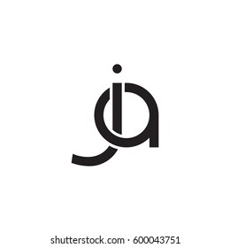 Initial letters ja, round linked overlapping chain shape lowercase logo modern design monogram black