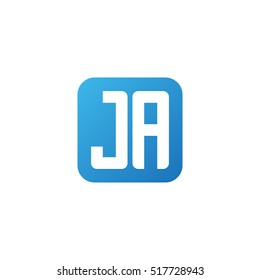 Initial letters JA rounded square shape blue simple logo